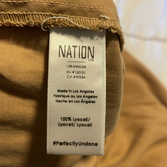 Nation LTD Berlin Pant‎ Women’s Size Small High Rise Straight Leg Pull On Tan - Picture 10 of 12